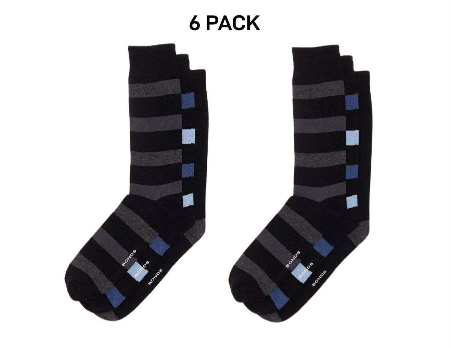 Bonds Mens Business Crew Socks Soft Grip Stretchy Durable Comfort 6 Pack S8311C