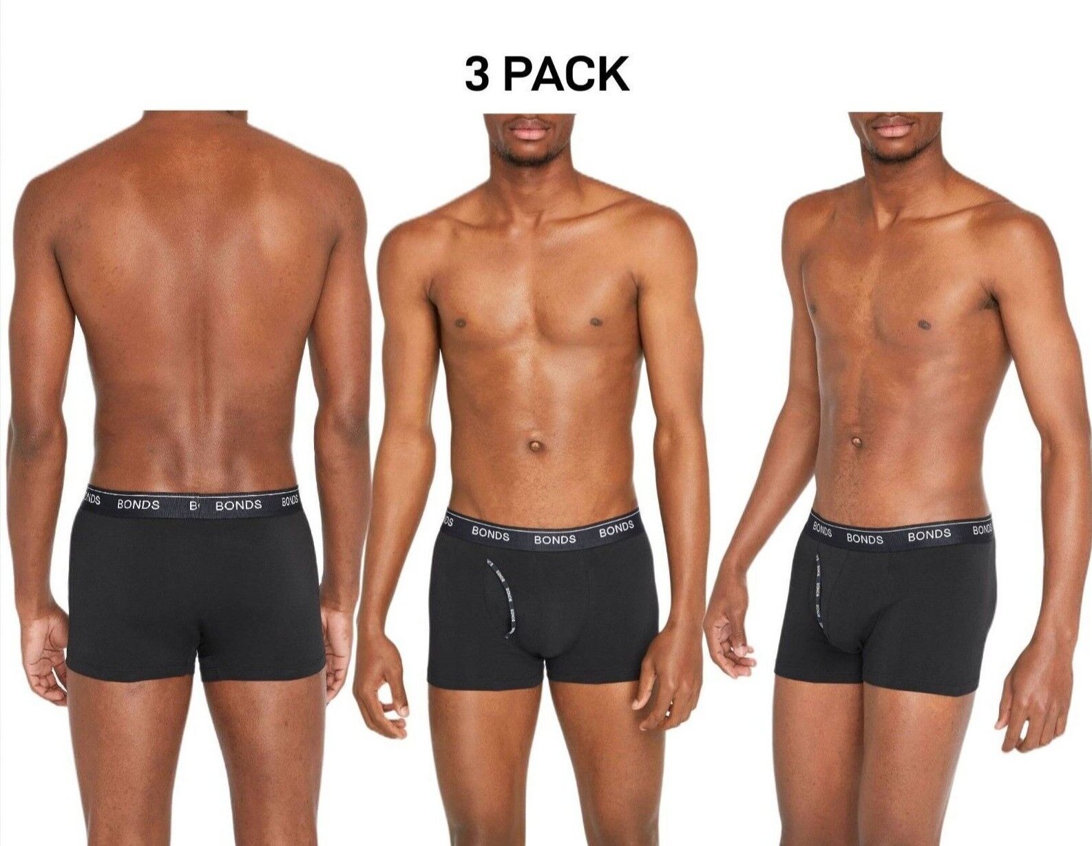 Bonds Mens Guyfront Trunk Stretchy Cotton Fabric Elastic Waistband 3 Pack MZVJ