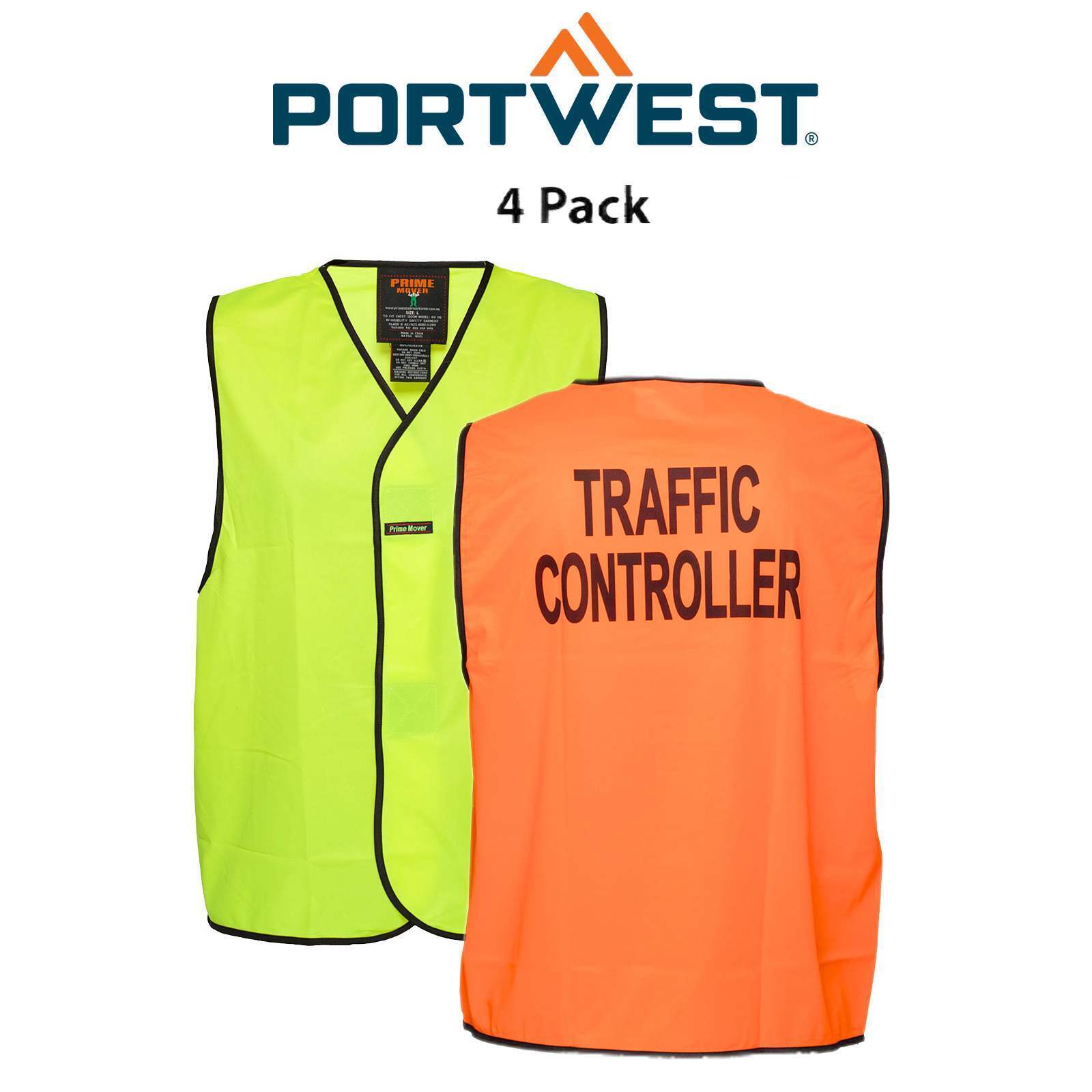 Portwest Traffic Controller Hi-Vis Vest 4 Packs Class D Reflective Safety MV119