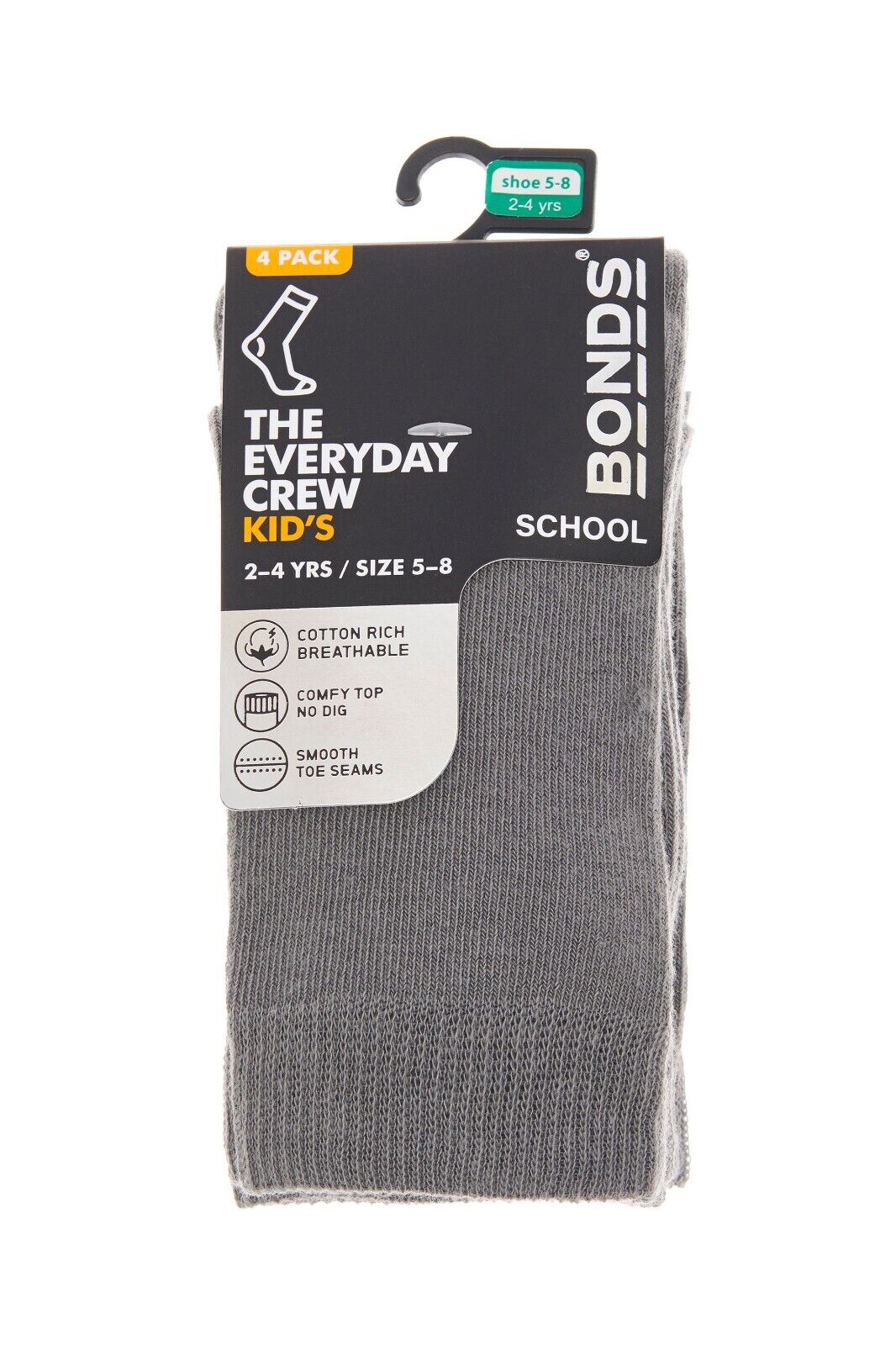 Bonds Kids School Oxford Crew Socks Comfort and Serious Softness 16 Pack R6074W