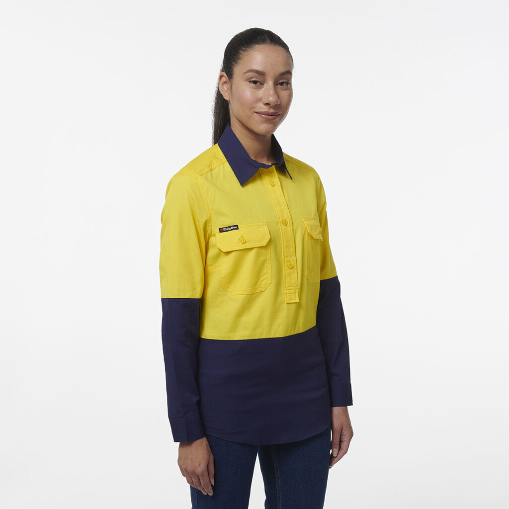 KingGee Womens Workcool Vented Closed Front Spliced Two Toned Shirt K44211-Collins Clothing Co