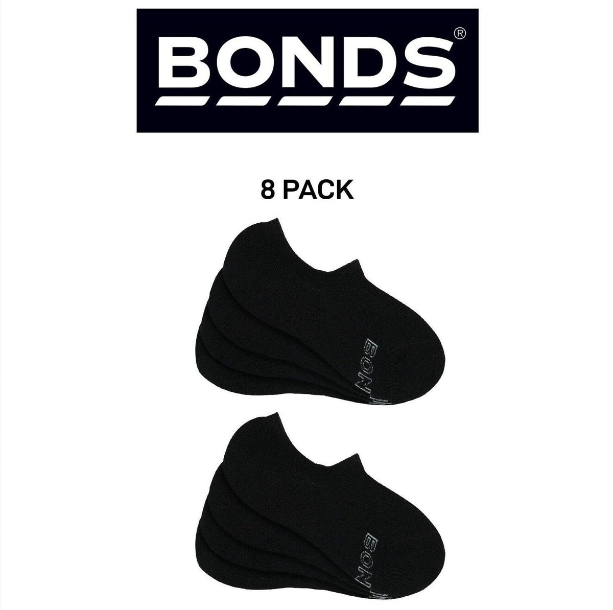 Bonds Mens Logo Light Sneaker Socks Cotton Breathable Mesh Panels 8 Pack SXKP4N