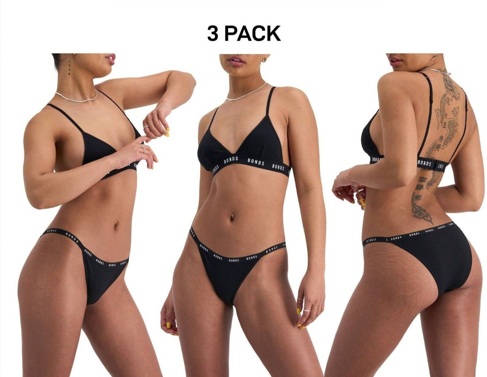 Bonds Womens Icons String Bikini String Side Flattering Dipped Waist 3 Pack WRFL