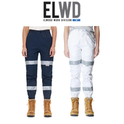 Elwood Womens Reflective Cuffed Pant Cotton Stretch Tapered Pockets Pants EWD507