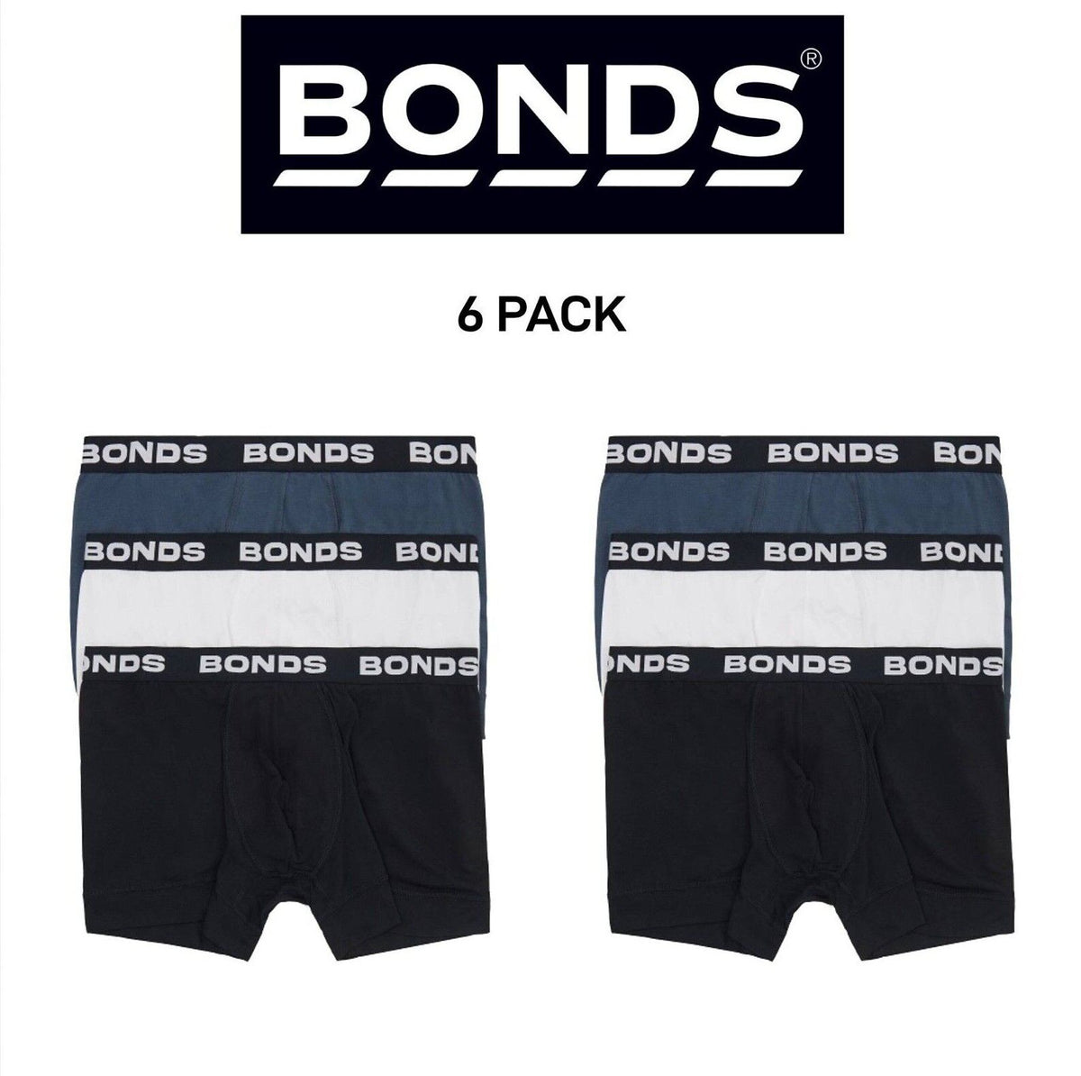Bonds Mens Total Package Trunk Comfy Super Soft and Breathable 6 Pack MWK83A