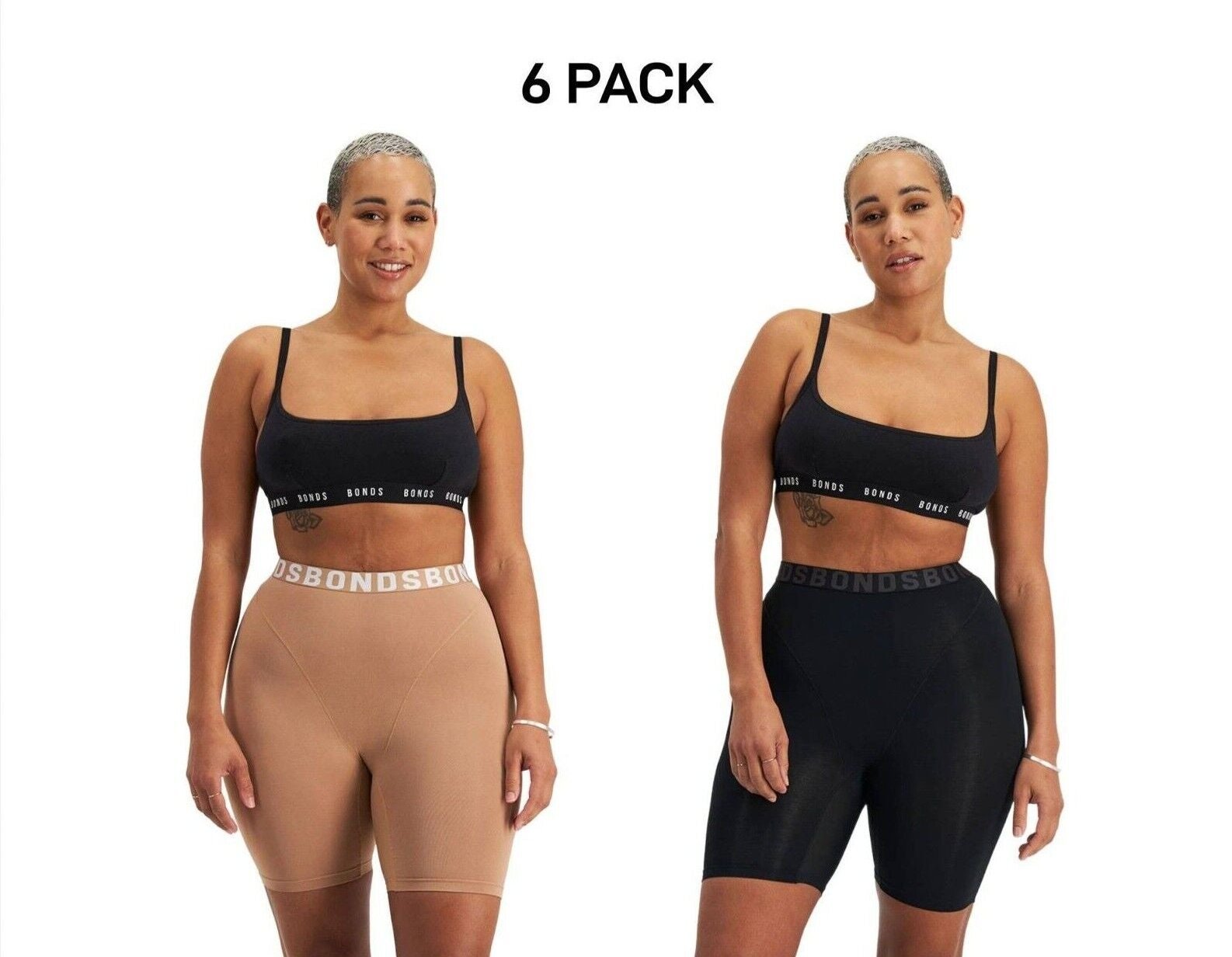 Bonds Womens Chafe Off Short Ultimate Thigh Saver Chafe Off Panel 6 Pack WR4P