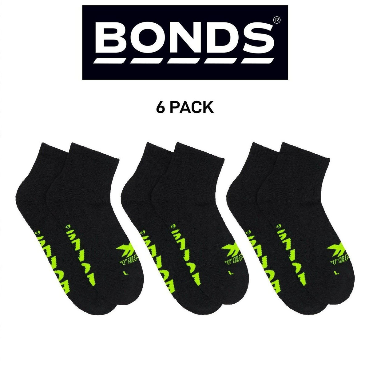 Bonds Mens X-Temp Quarter Crew Socks Dynamic Dual Action Cooling 6 Pack SXX72N
