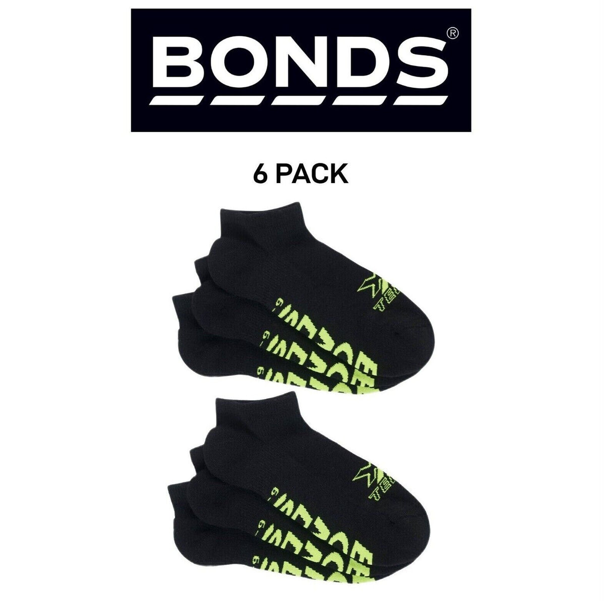 Bonds Mens X-Temp Low Cut Socks Dynamic Dual Action Cooling 6 Pack SXX83N