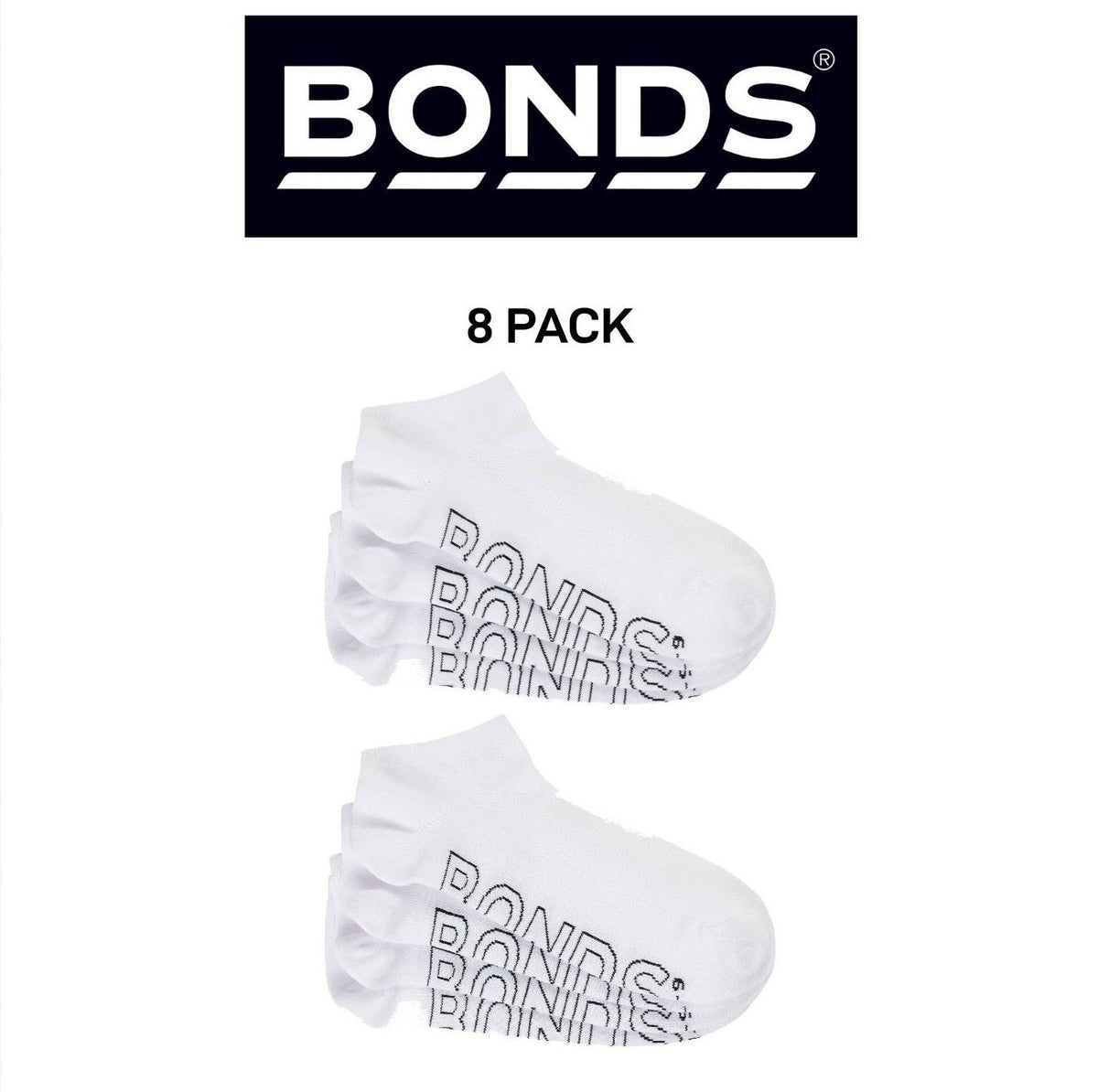Bonds Mens Logo Lightweight No Show With Mesh Cooling Zone Socks 8 Pack SXN44N