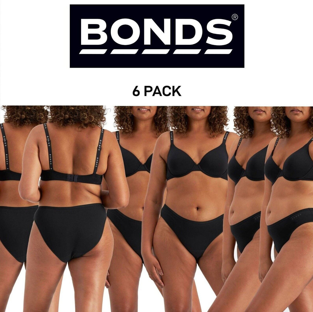 Bonds Womens Damn Dry Hi Bikini Absorb Leaks and Control Odour 6 Pack WRRNA