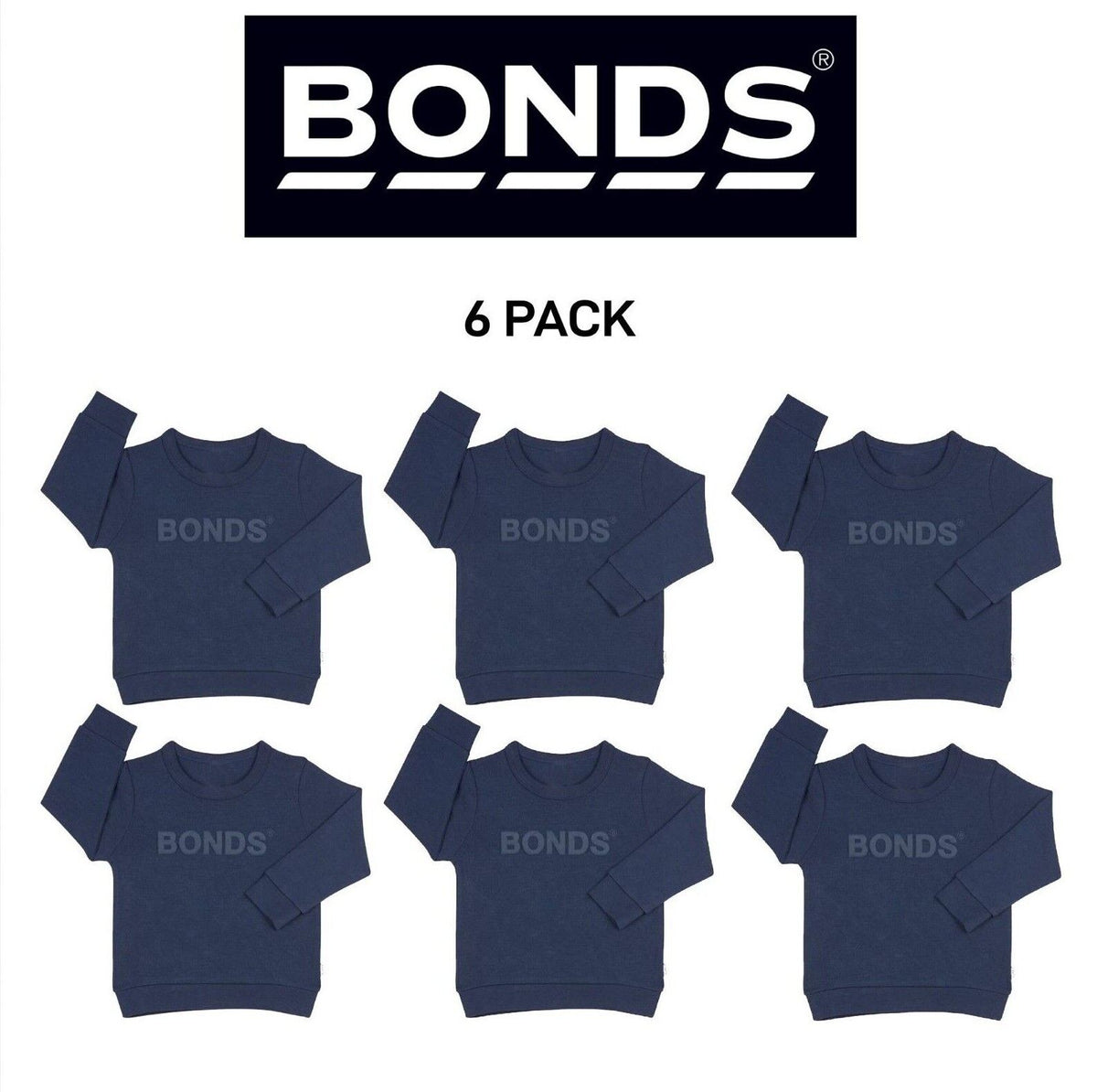 Bonds Kids Tech Sweats Pullover Soft Knitted Warm Cotton Poly Blend 6 Pack KVQTK