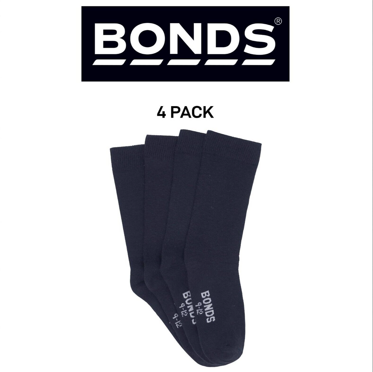 Bonds Kids School Oxford Crew Socks Ultimate Comfort and Softness 4 Pack RY4X4N