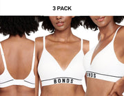 Bonds Womens Retro Rib Wirefree Tee Bra Comfortable & Stretchable 3 Pack YXF7Y