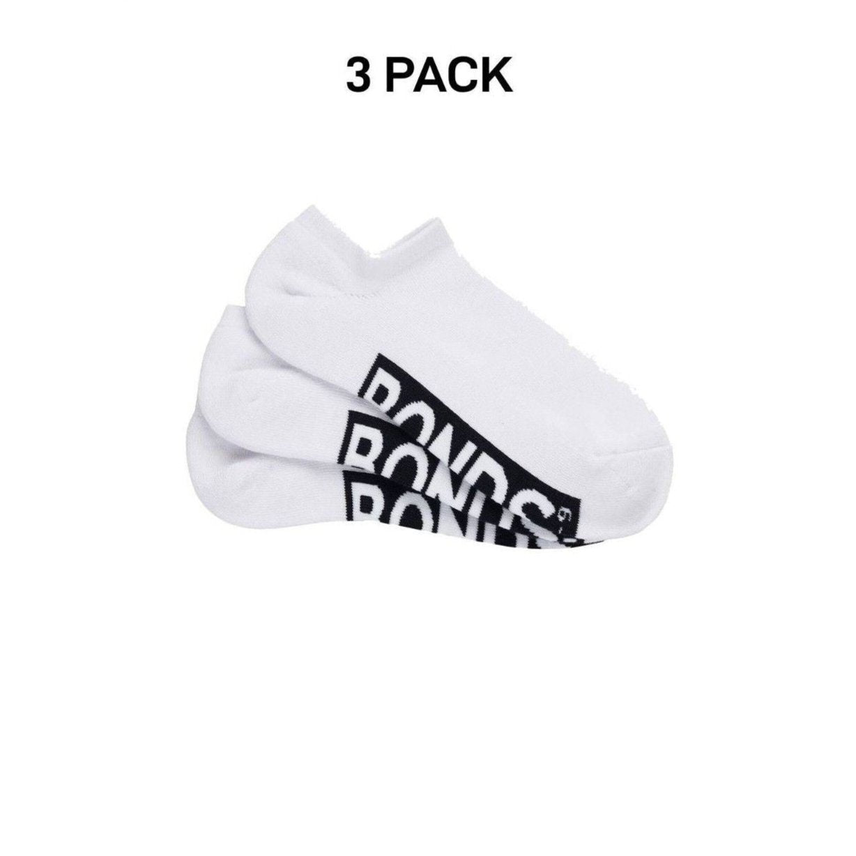 Bonds Mens Logo Cushioned No Show Smooth & Soft Cushioning Socks 3 Pack SXN73N