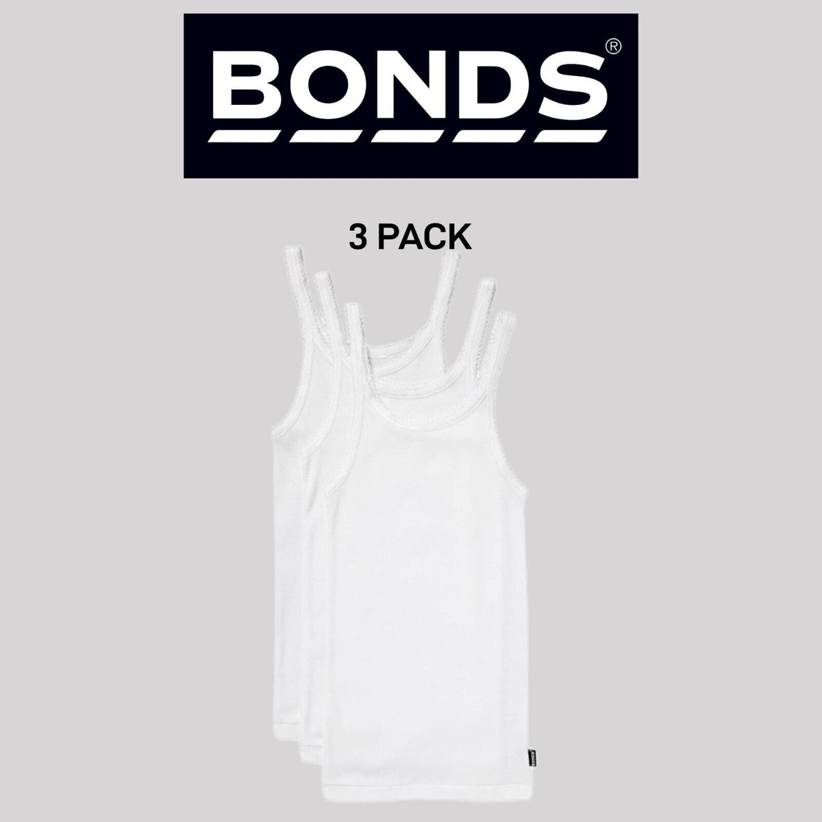 Bonds Girls Teena Singlet Super Soft Cotton Comfortable Top 3 Pack UYG43A