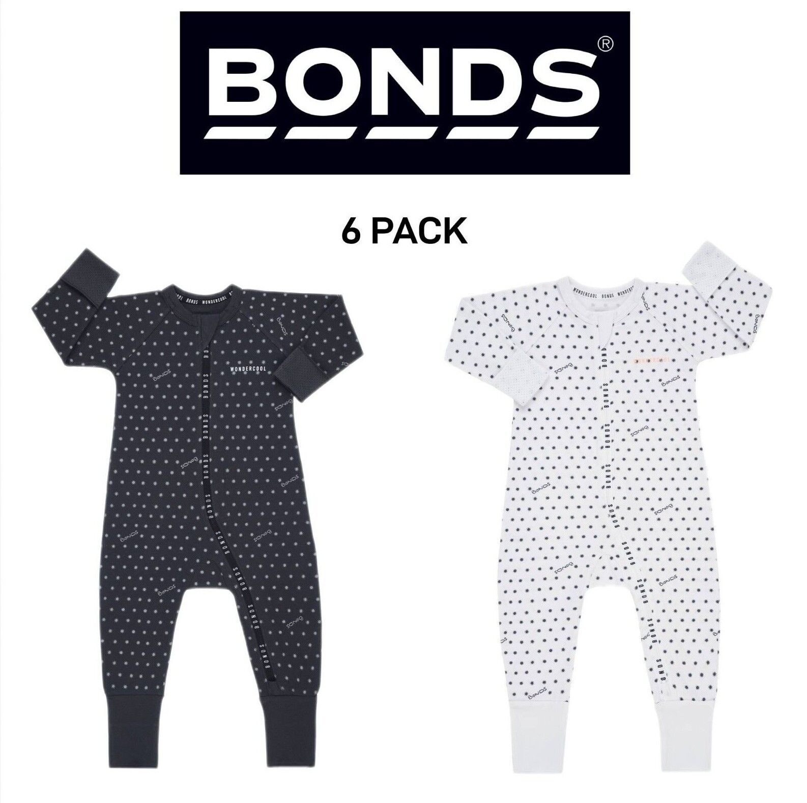 Bonds Baby Wondercool Zip Wondersuit Warmth Two-way Safety Zip 6 Pack BX49A