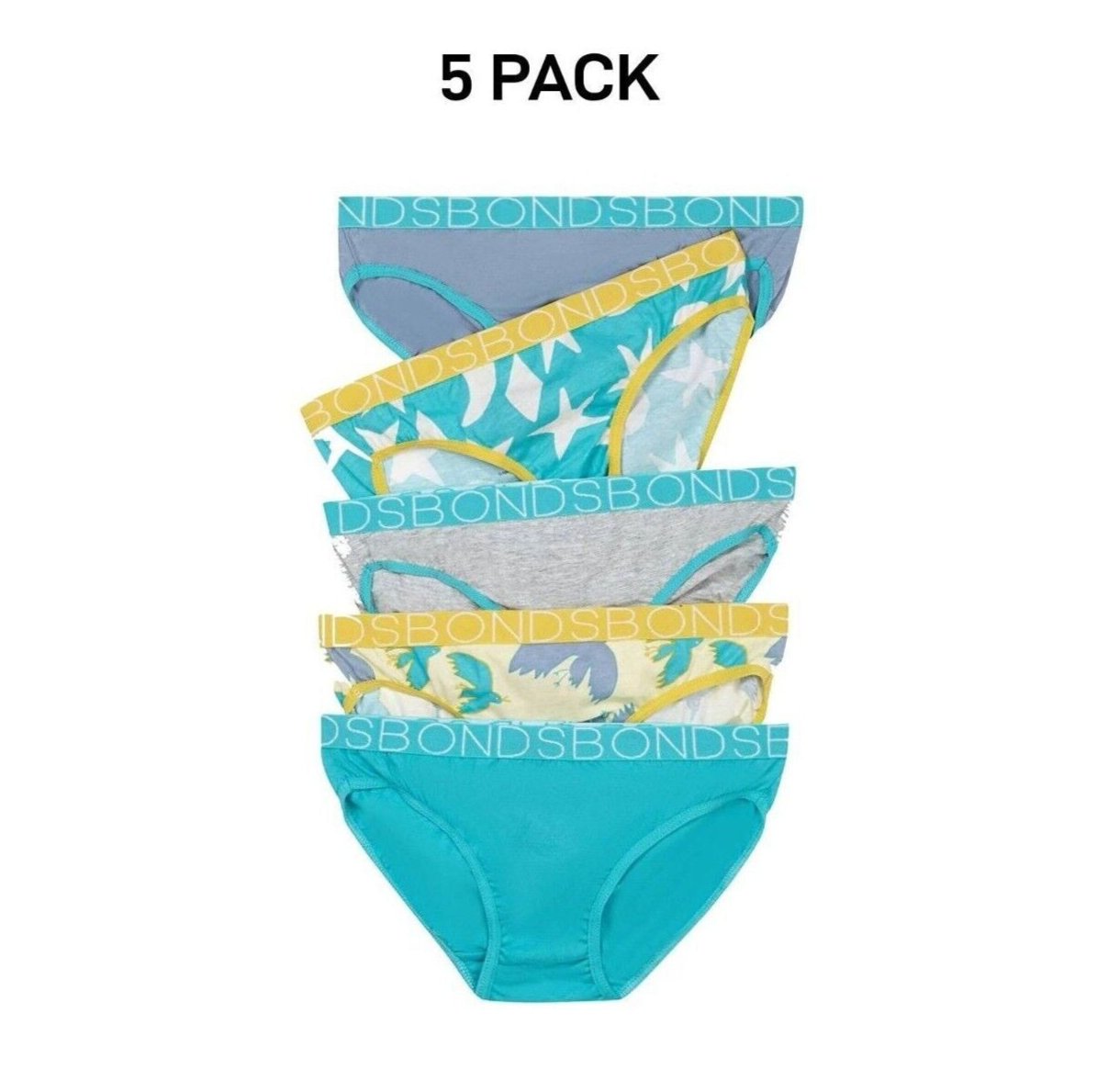 Bonds Girls Bikini Soft and Stretchy Perfect Everyday Coverage 5 Pack UWNV5A