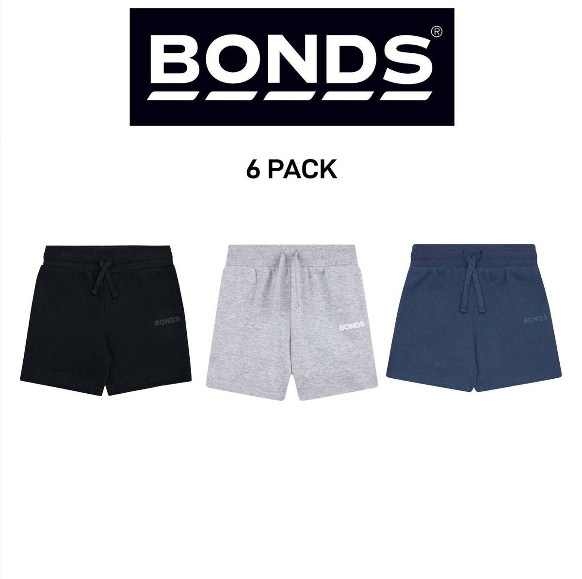 Bonds Kids Tech Sweats Short Lightweight Sporty Soft Rib Waistband 6 Pack KW93K