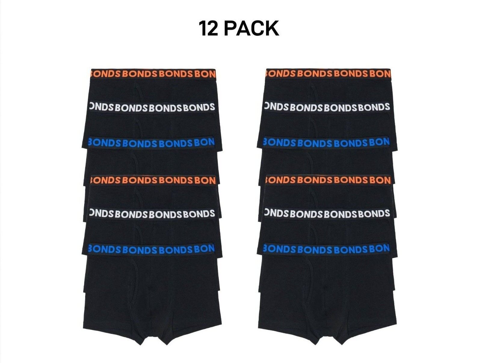 Bonds Mens Everyday Trunk Stretchable Soft Waistband Side Seam 12 Pack MWPY3A