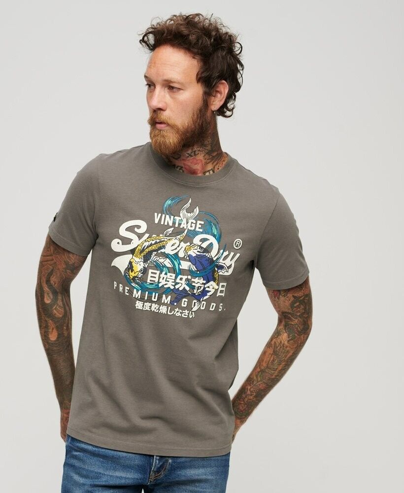 Superdry Mens Japanese Vintage Relaxed Fit Tee Logo Graphic T-Shirt SM32WT3Z