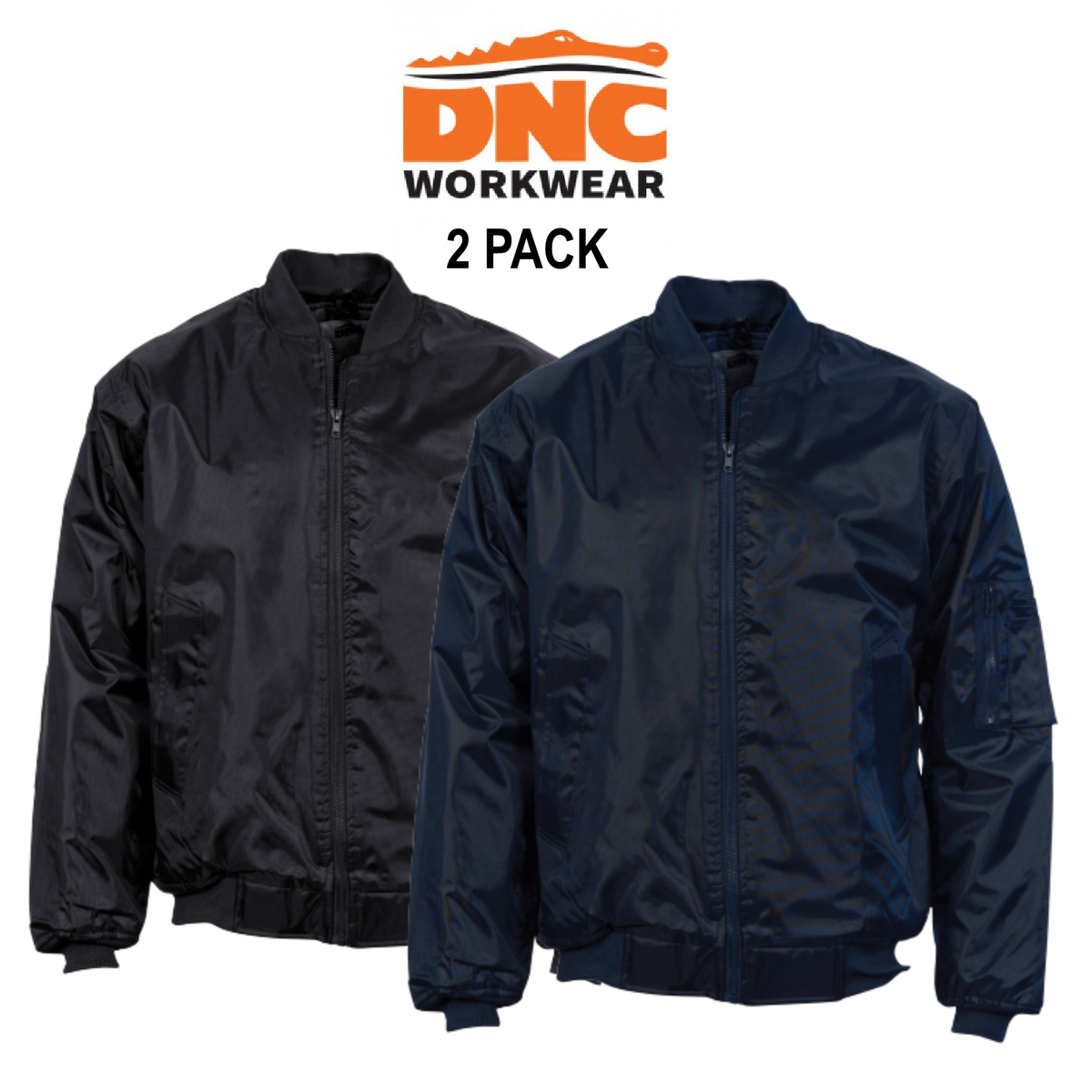 DNC Workwear 2 Pack Urban Jacket Flying Jacket Plastic Zip Winter Work Wear 3605