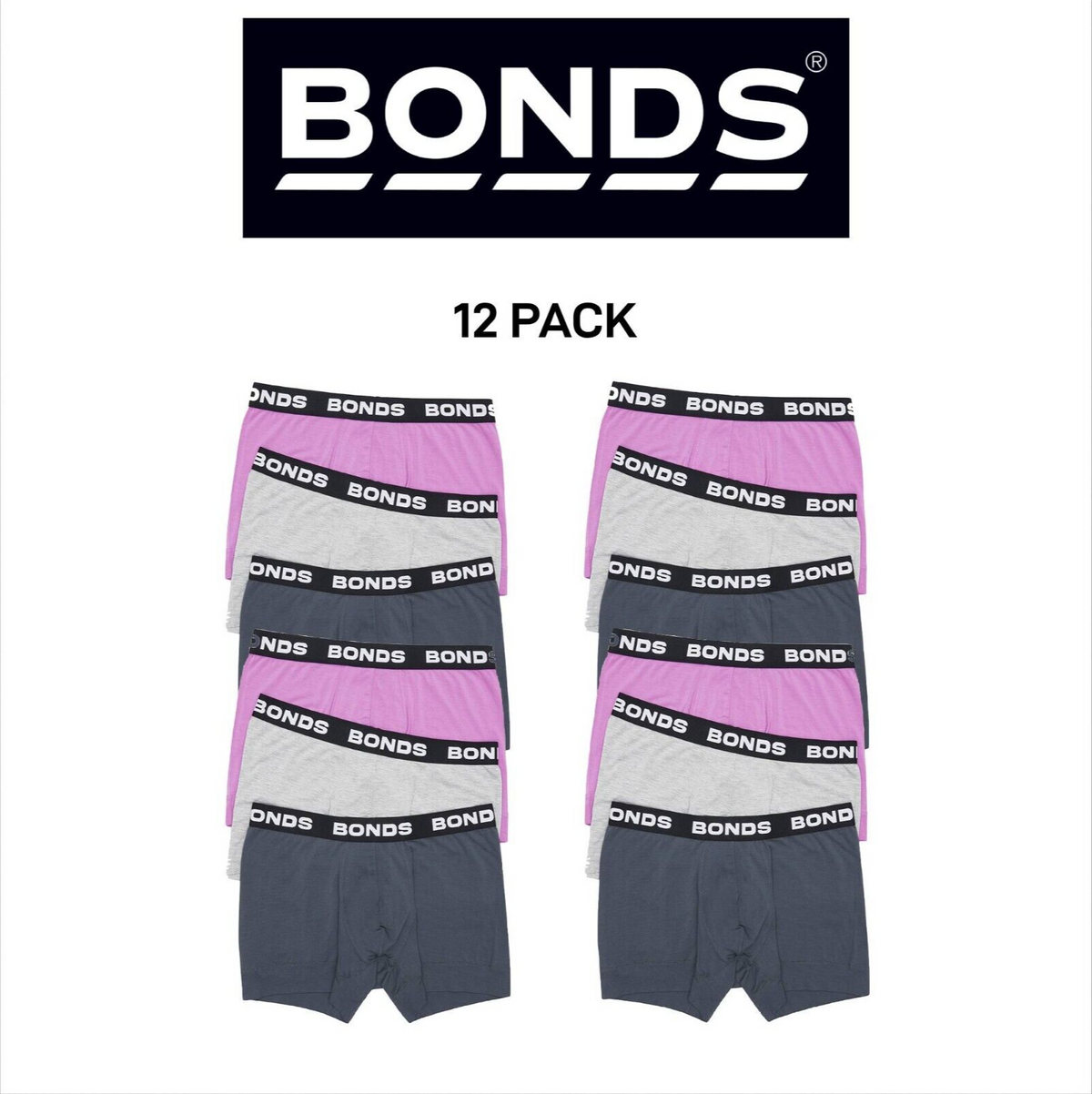 Bonds Mens Total Package Trunk Comfy Super Soft and Breathable 12 Pack MWK83A