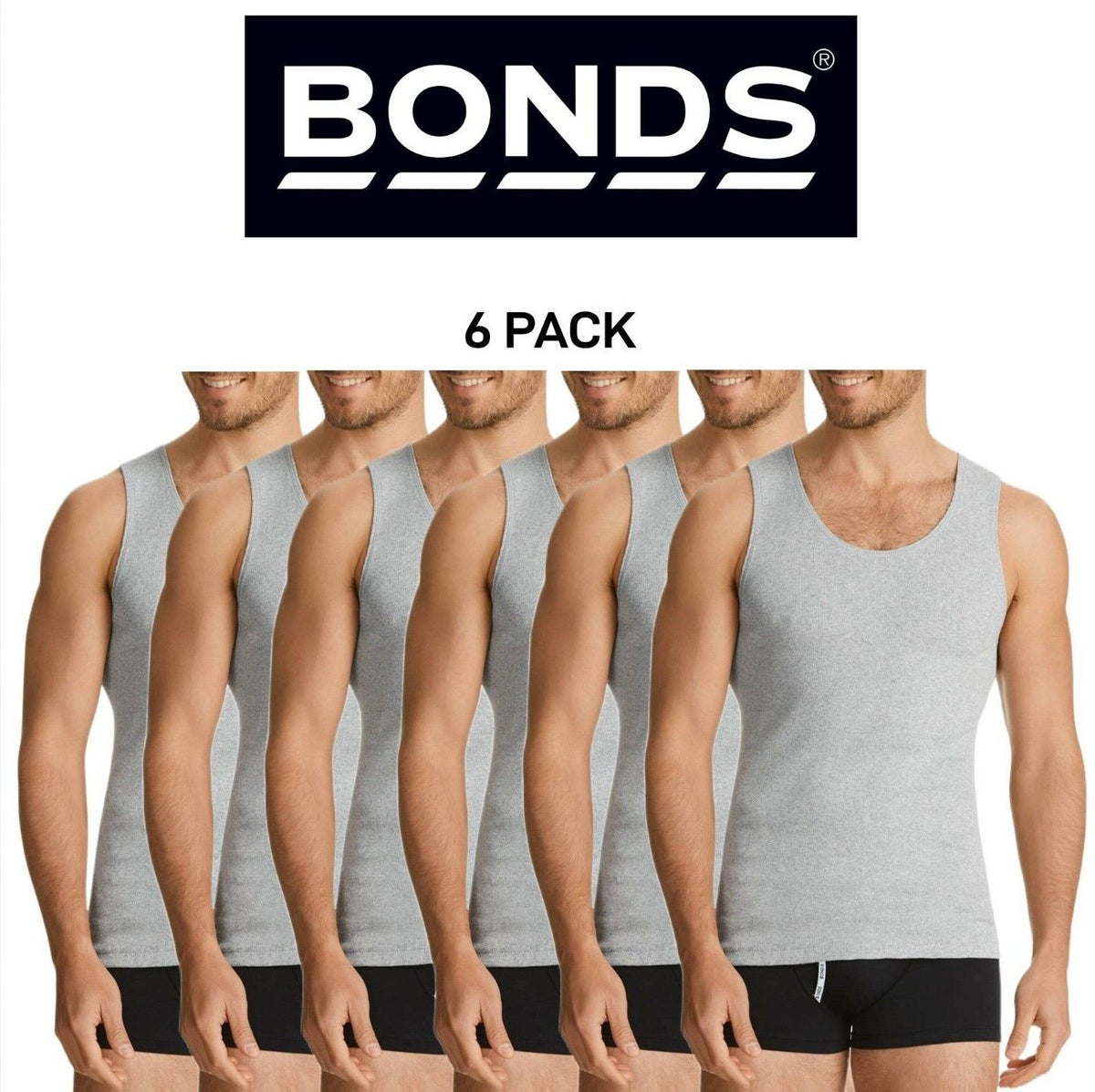 Bonds Mens Chesty Singlets Cotton Side Seamfree Comfortable Fit 6 Pack M757O