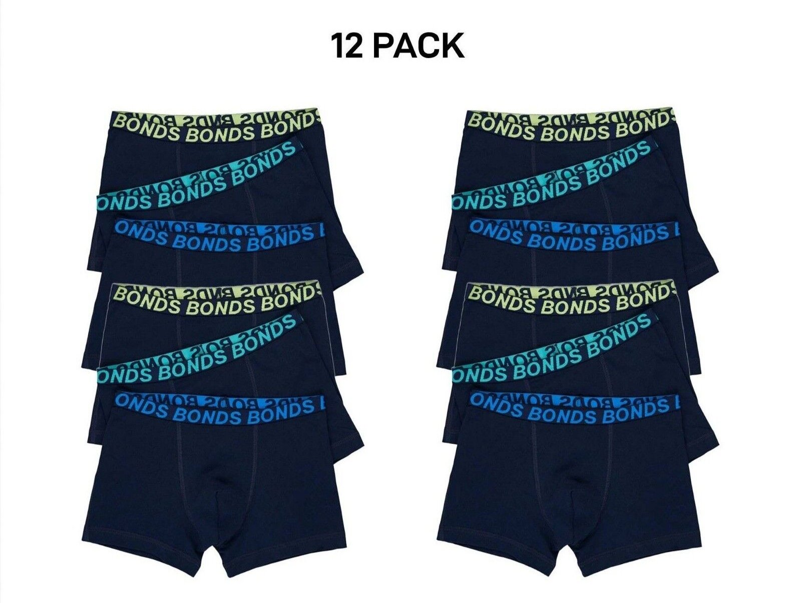 Bonds Boys Trunk Sport Moisture Wicking Cool Dry Comfort Covered 12 Pack UWKN3A