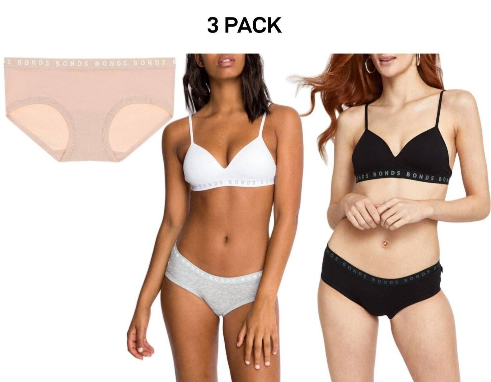 Bonds Womens Hipster Boyleg Soft Cotton Comfortable Stretch Brief 3 Pack WUVWA