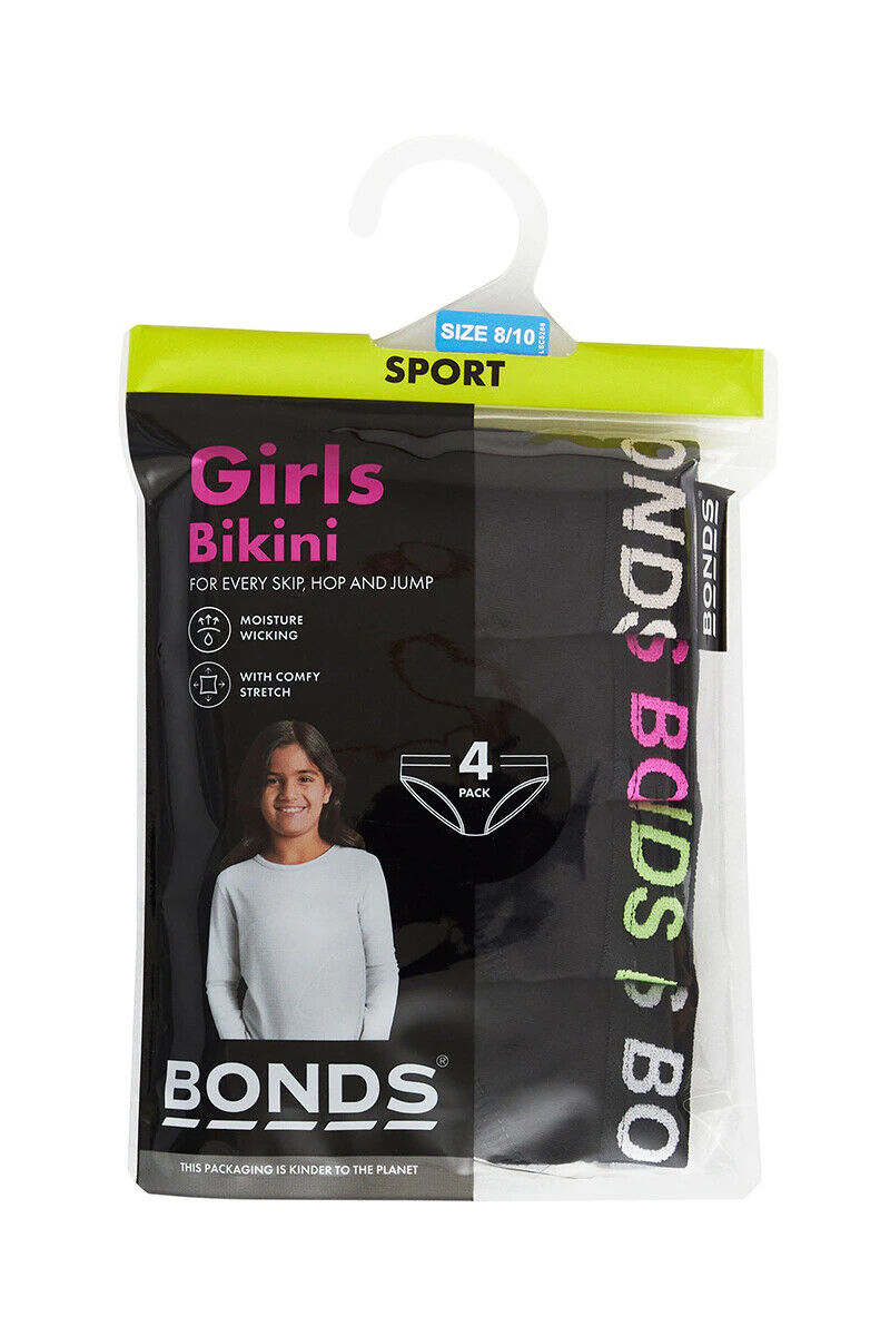 Bonds Girls Bikini Sport Ultimate Comfy and Fresh Moisture Wicking 8 Pack UWKL4A