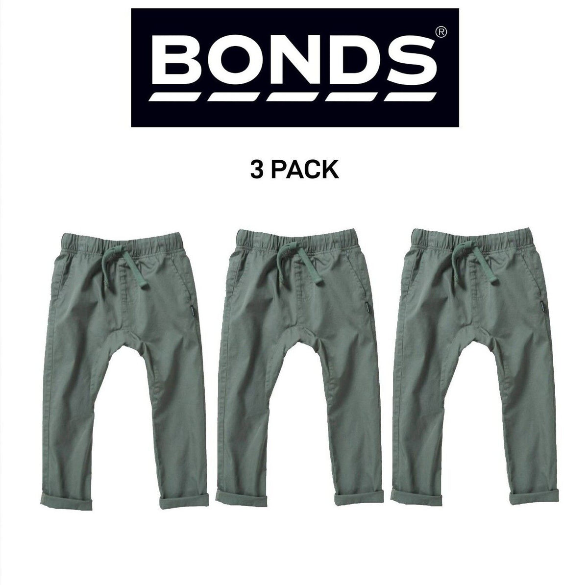 Bonds Kids Next Gen Cargo Pants Super Soft Waistband with Pockets 3 Pack KY9CK