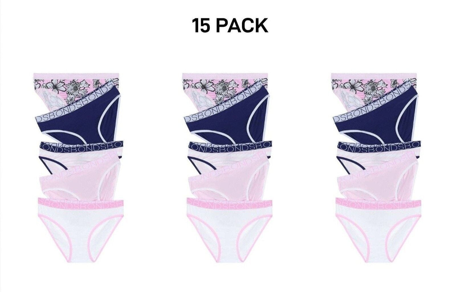 Bonds Girls Bikini Soft and Stretchy Perfect Everyday Coverage 15 Pack UWNV5A