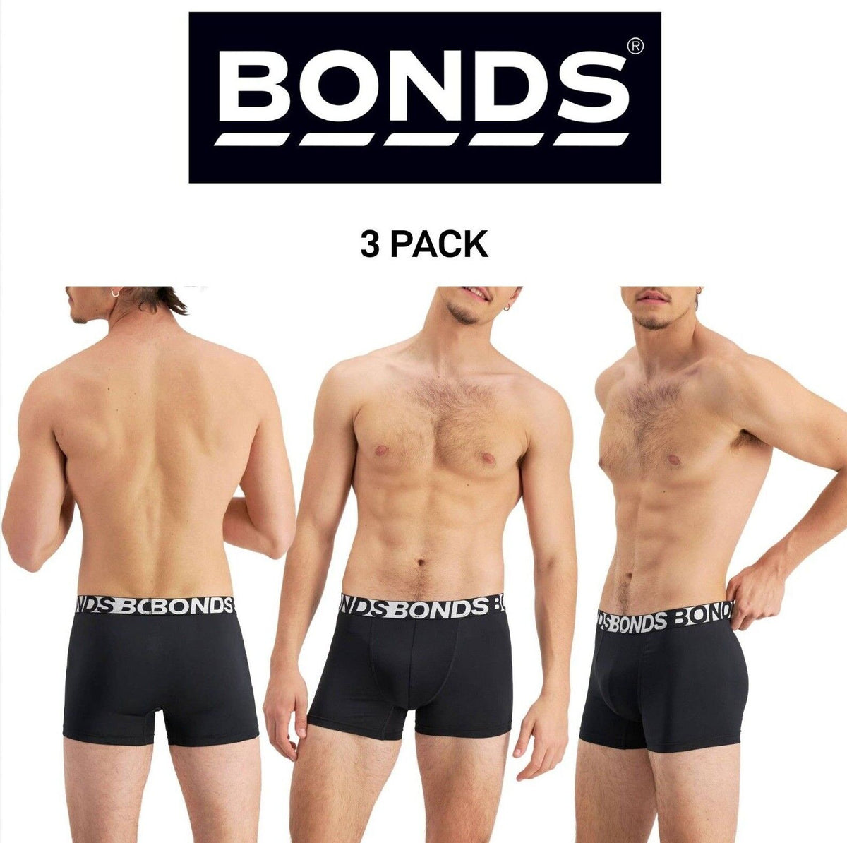 Bonds Mens Active Everyday Trunk Lightweight Classic Comfortable Fit 3 Pack MWRA