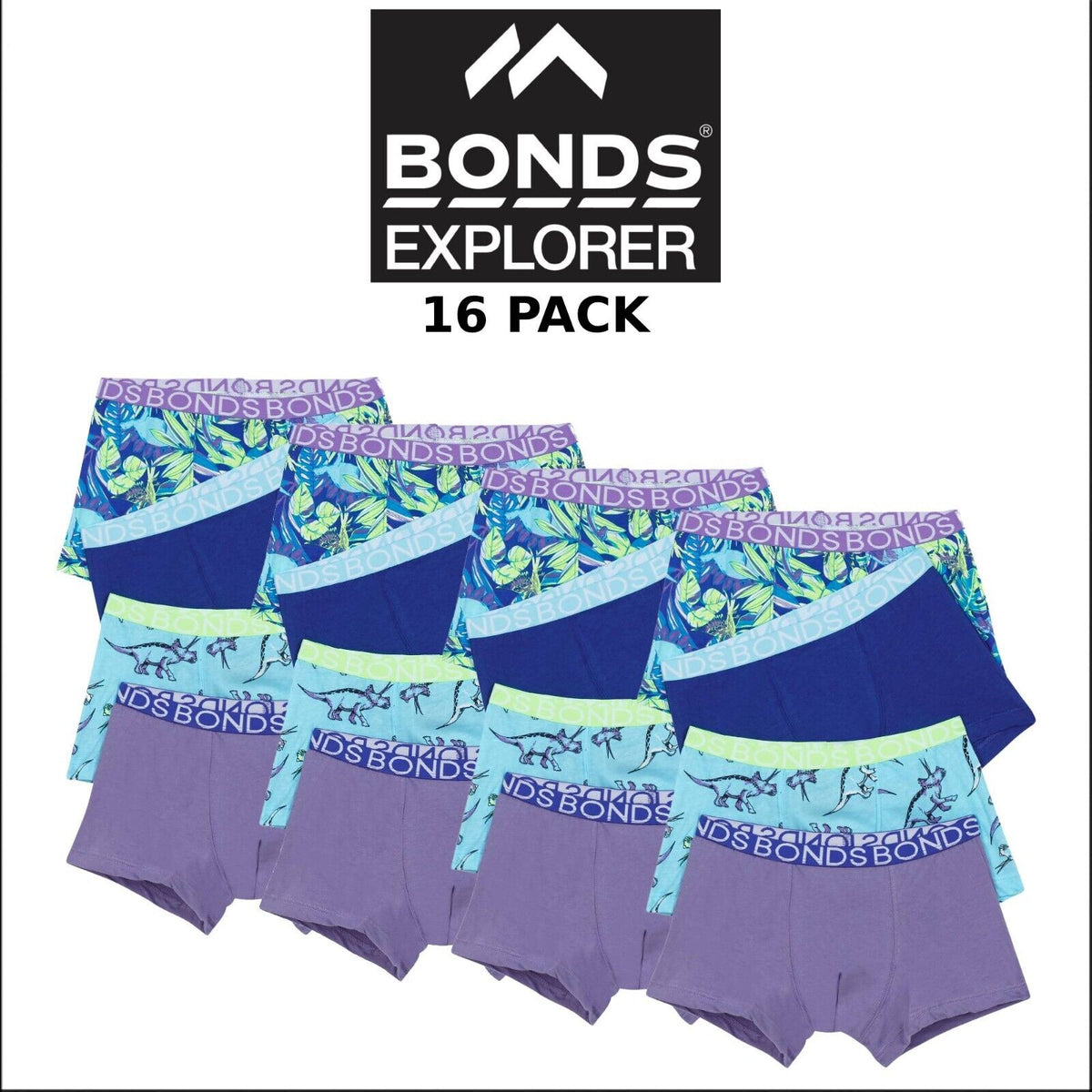 Bonds Boys Trunk Supportive Pouch with Comfy Coverage 16 Pack UWCF4A XS3
