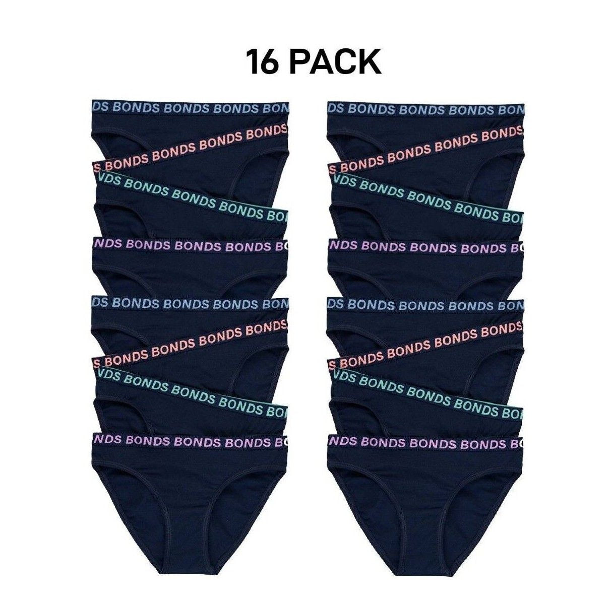 Bonds Girls Bikini Sport Ultimate Comfy & Fresh Moisture Wicking 16 Pack UWKL4A