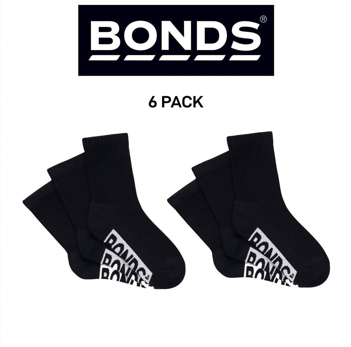 Bonds Kids Cushioned Crew Cushioned Smooth Toe Seams Socks 6 Pack RXUY3N