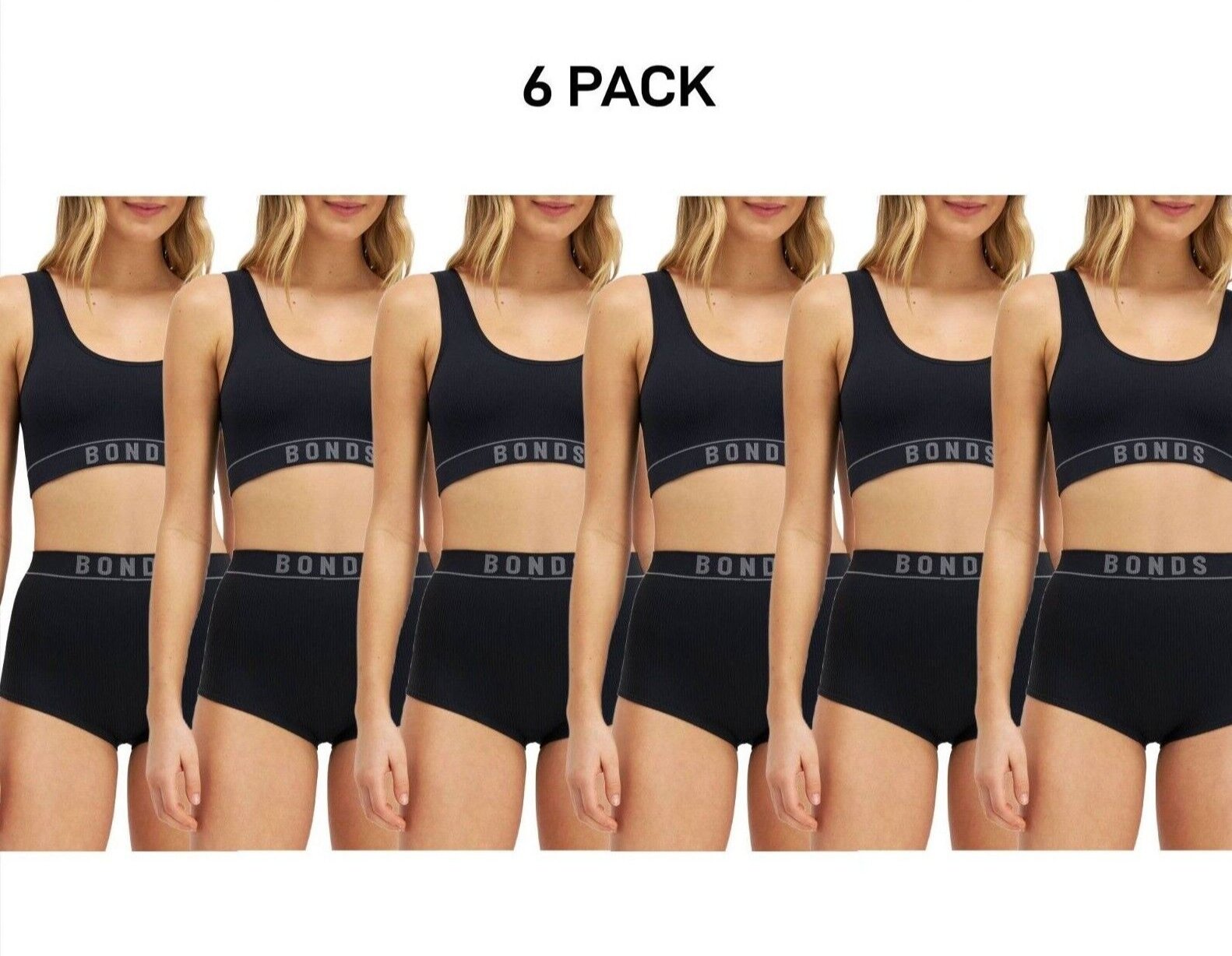 Bonds Womens Retro Rib Hi Shortie Luxuriously Smooth Full Coverage 6 Pack WT46