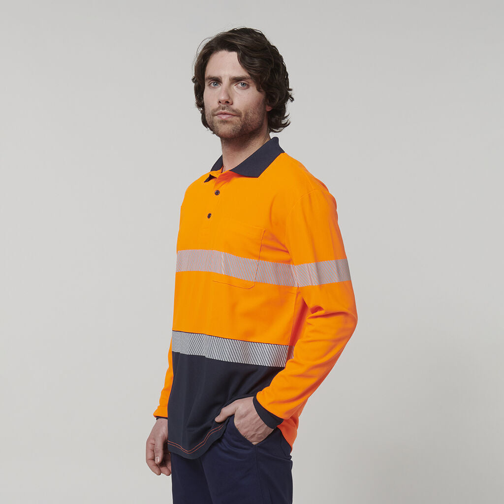 Hard Yakka Mens Safety Work Long Sleeve HI VIS Taped Polo Y19619-Collins Clothing Co