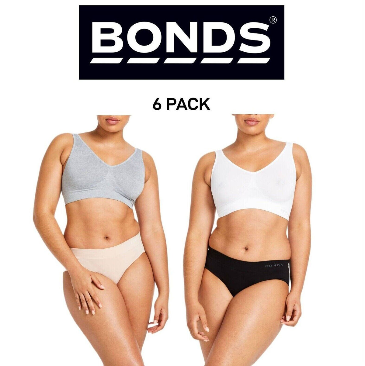 Bonds Womens Midi Seamless Smooth and Soft Breathable Brief 6 Pack WWGCA