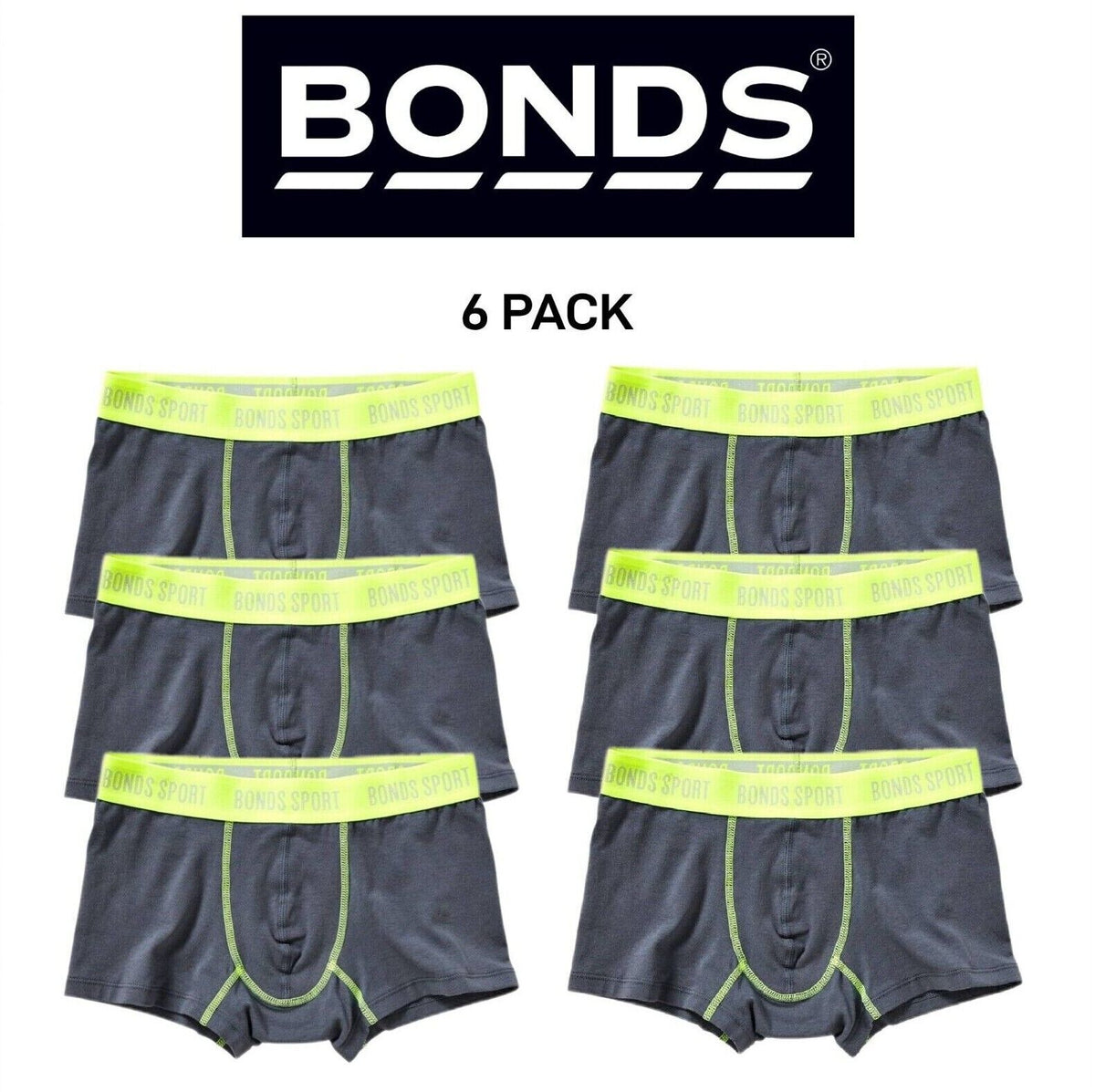 Bonds Boys Sport Cool Wear Undies Underwear Brief Boxer Shorts 6 Pack UY3G1A