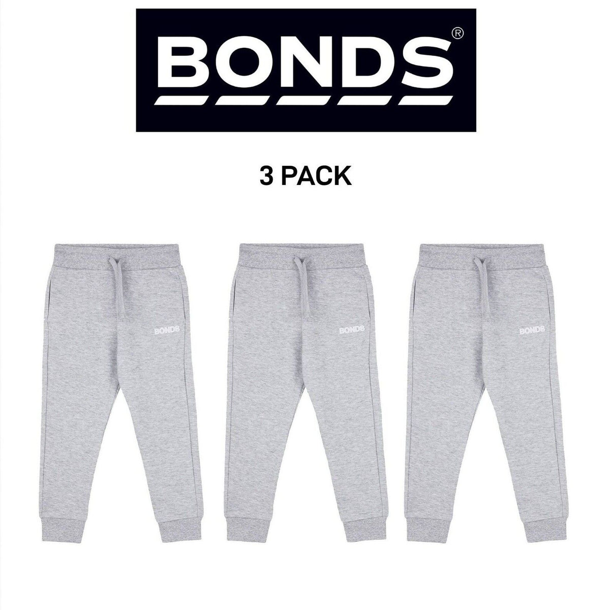 Bonds Baby Tech Sweats Trackie Lightweight and Warm Sporty Style 3 Pack KVQRA