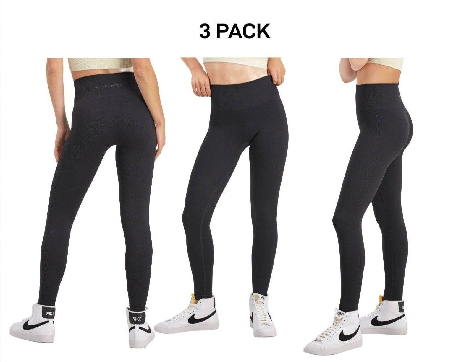 Bonds Womens Move Seamless Legging Stretchy Comfiest No-Dig Fit 3 Pack CRVQI