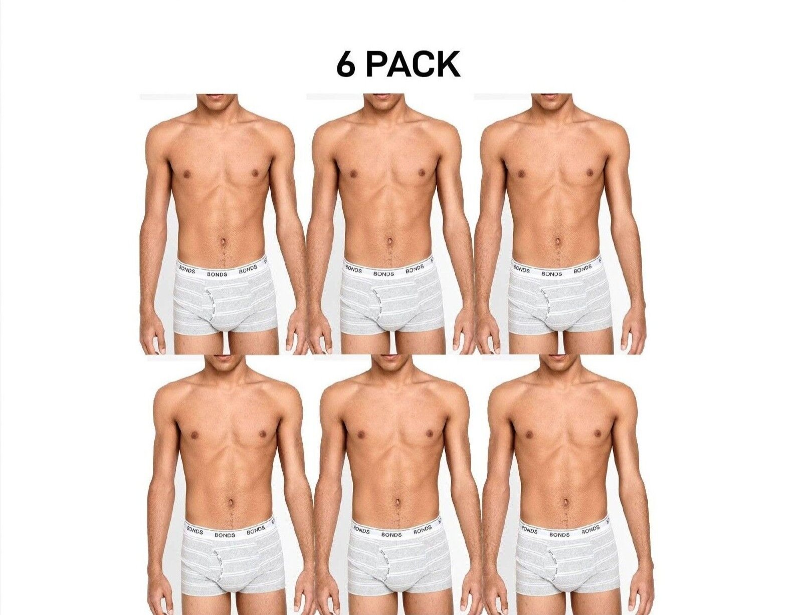 Bonds Mens Guyfront Trunk Ultra Soft Elastic Waistband Seam Free 6 Pack MX3K