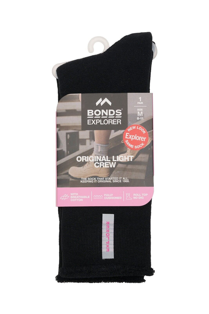 Bonds Explorer Womens Original Lightweight Cushioned Crew Socks 4 Pack L1757W