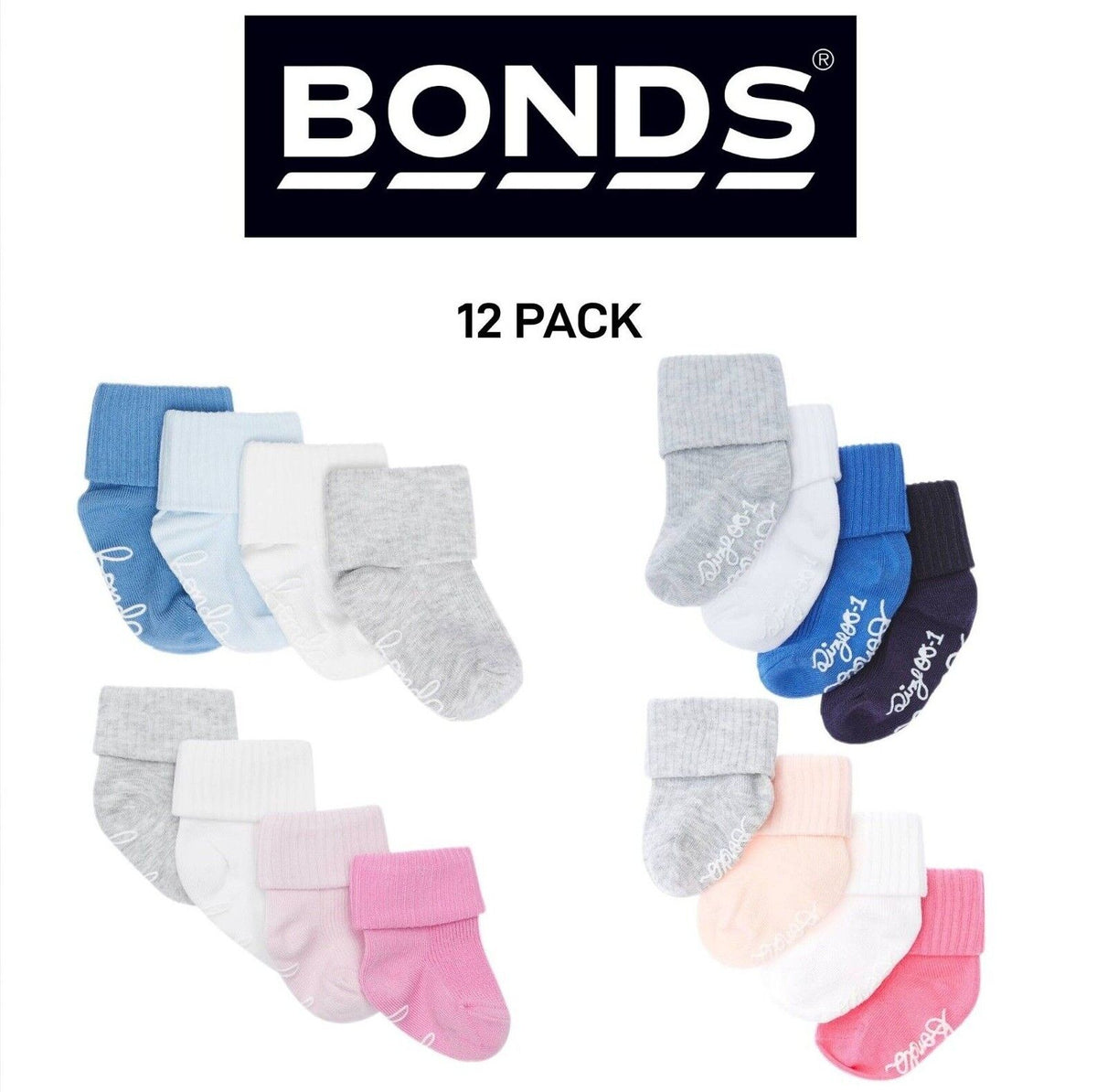 Bonds Baby Bamboo Cuff Super Soft and Feature Fun Colours 12 Pack R41354