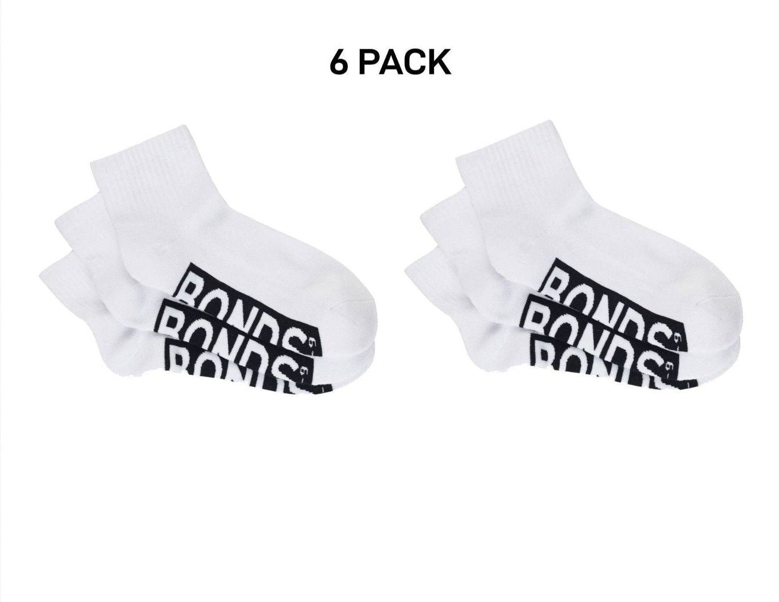 Bonds Mens Logo Cushioned Quarter Crew Socks Smooth Toe Seams 6 Pack SXN93N