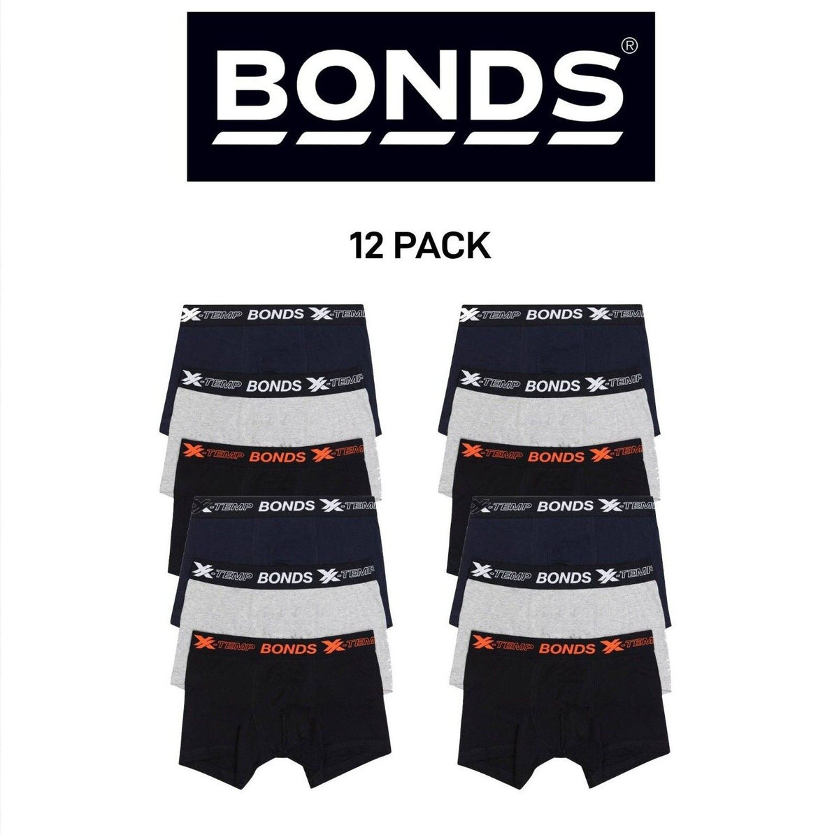 Bonds Mens X-Temp Comfort & Durable Ultimate Everyday Fit 12 Pack MXDW3A
