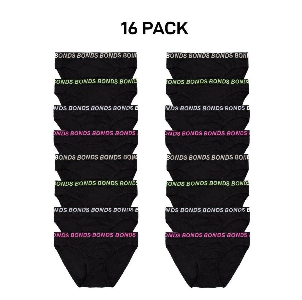 Bonds Girls Bikini Sport Ultimate Comfy & Fresh Moisture Wicking 16 Pack UWKL4A