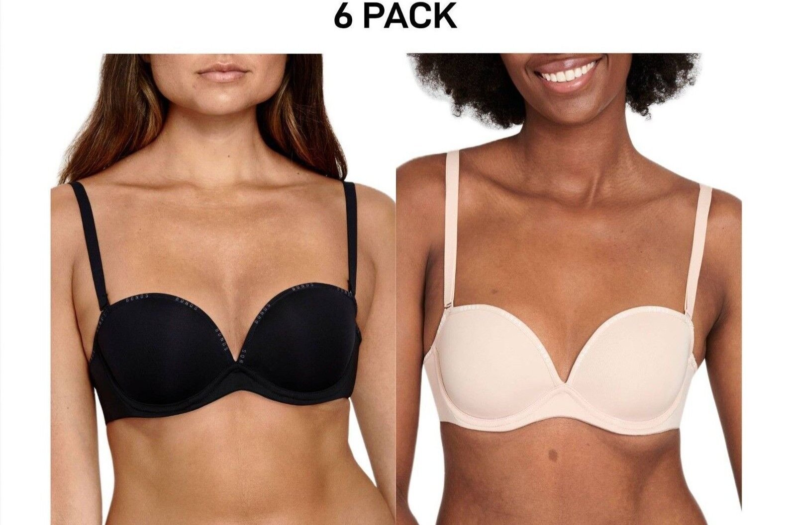 Bonds Womens Invisi Strapless Full Busted Bra Comfort Soft Silicon 6 Pack YXC3Y