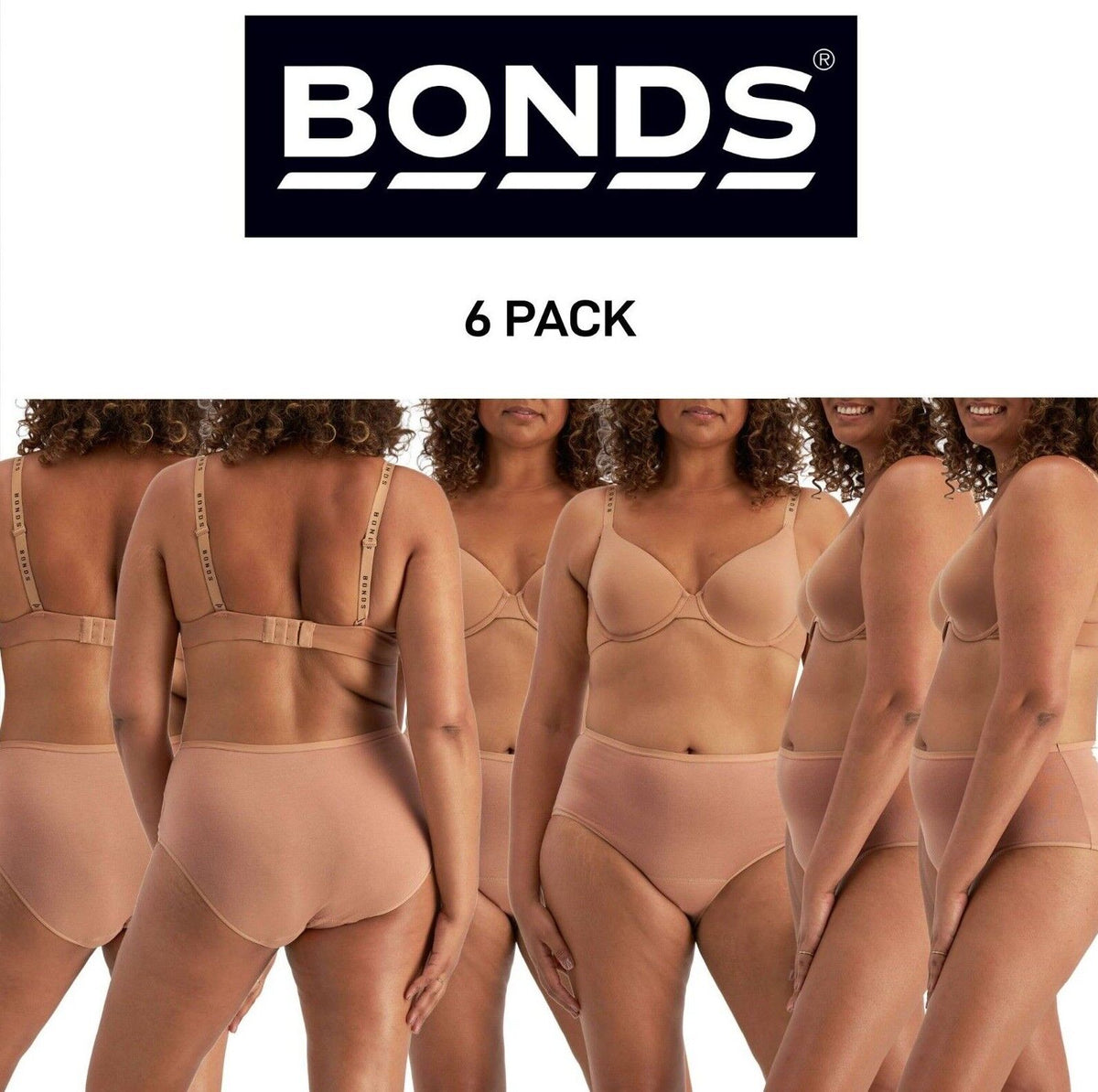 Bonds Womens Damn Dry Full Brief Stay Fresh Soft and Flexible Panty 6 Pack WRR8A